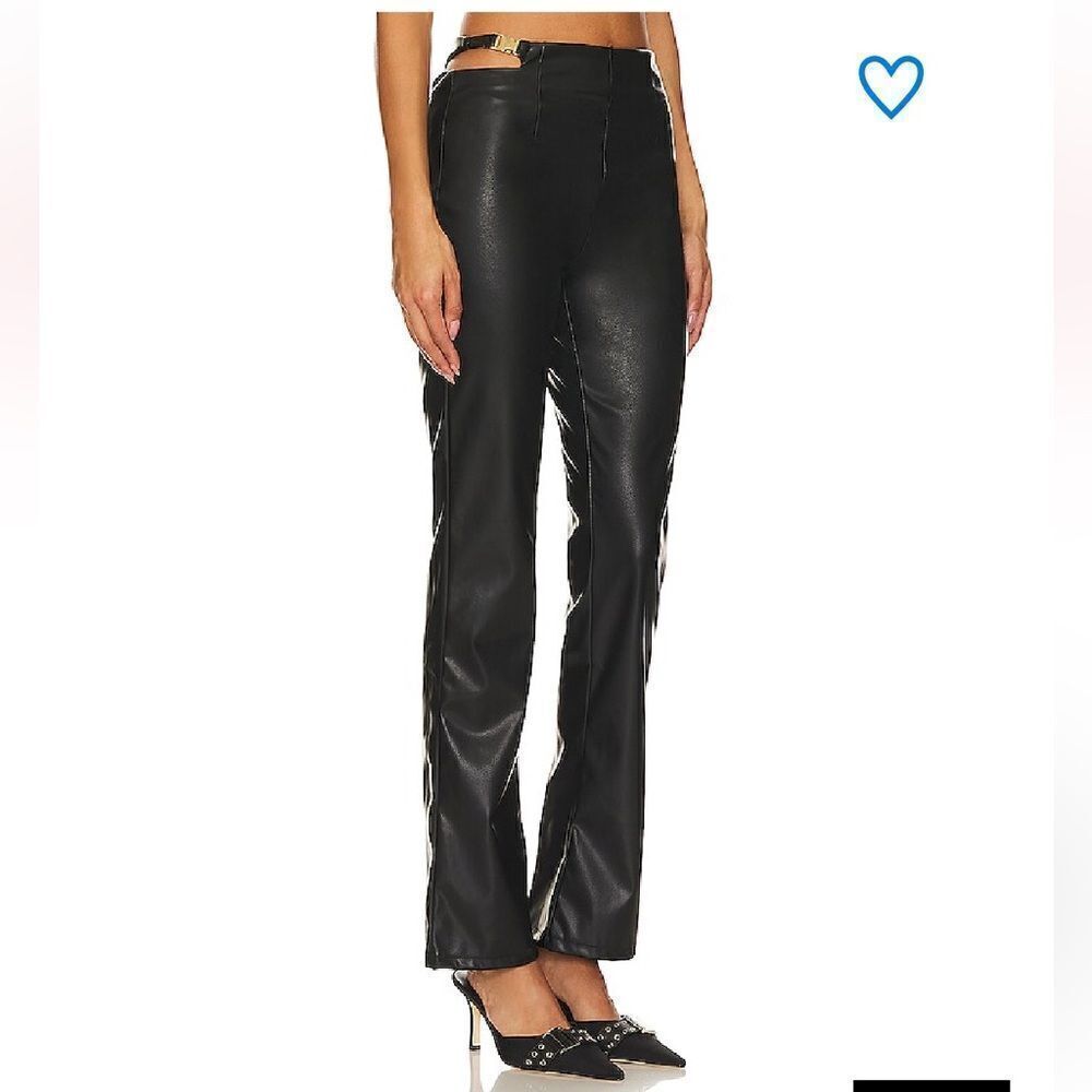 NWT Superdown kaitlyn faux leather pants black flares cut out Revolve L - Picture 2 of 10